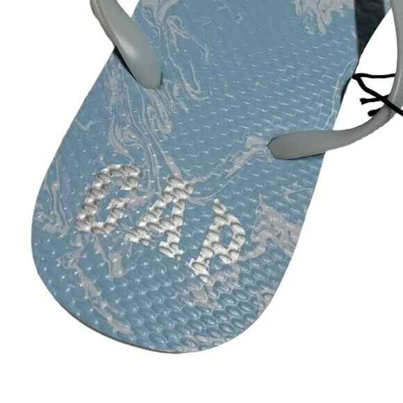 Gap Logo Flip Flops Sandals Light Blue White Pattern Women's 9 NWT - Picture 9 of 13